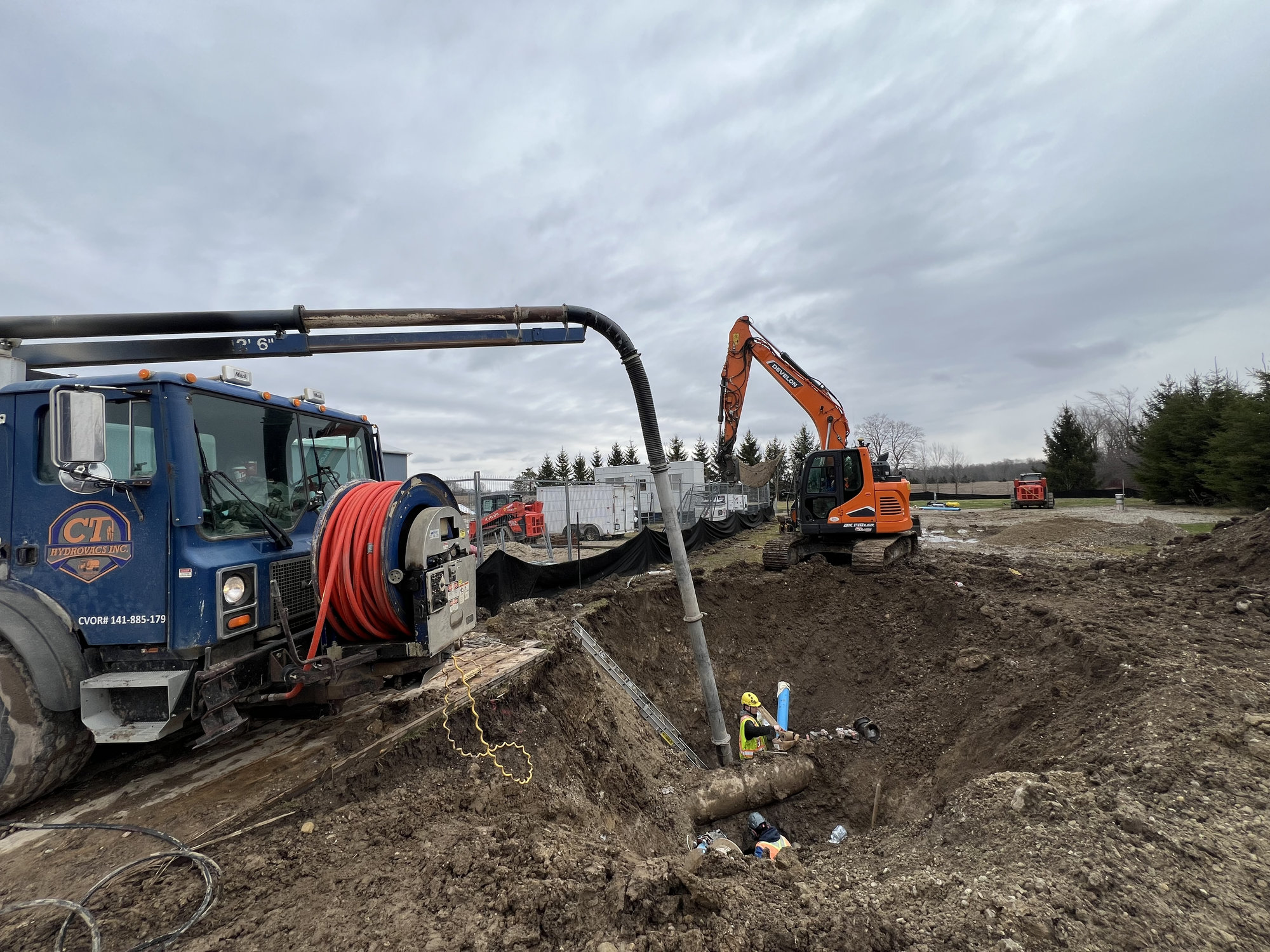 Large hydrovac excavation project in Ontario.